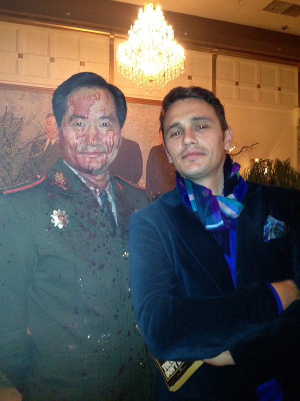 Chun and Franco in costume after a bloody scene