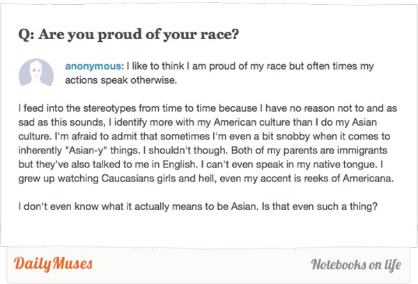 Anonymous comment on race thread from DailyMuses