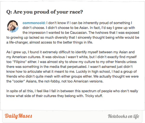 Common Cold's comment on race thread from DailyMuses